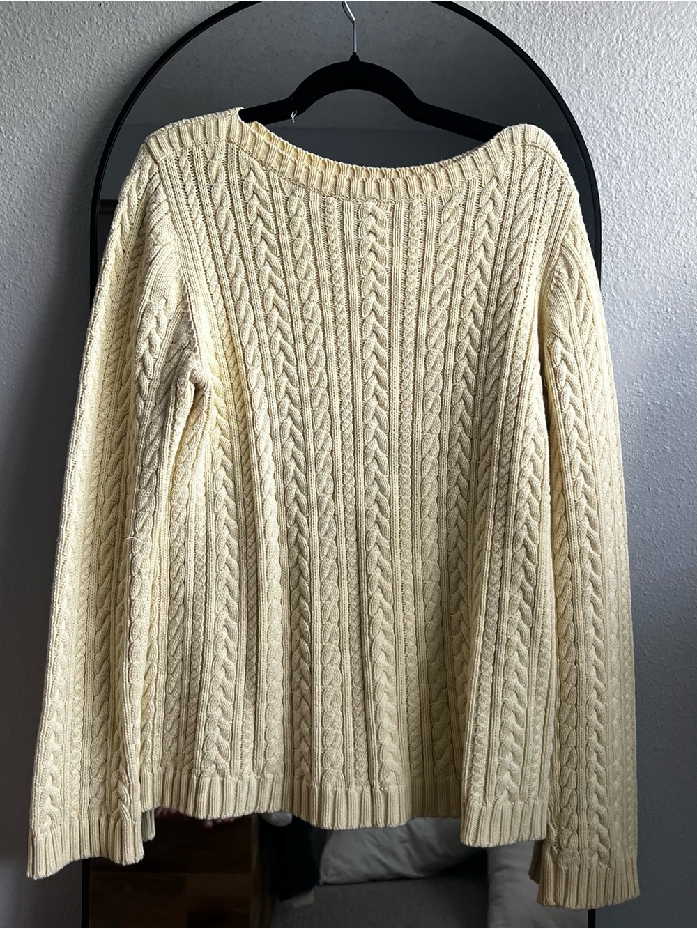 Ralph Lauren Butter Yellow Cable-Knit Boat Neck Sweater